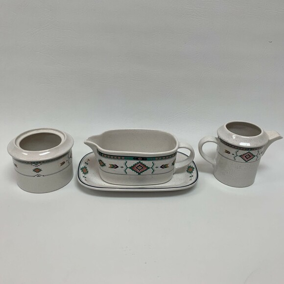 Studio Nova Adirondack Gravy Boat Creamer Sugar Bowl Mikasa Aztec Design Y2201 - Picture 6 of 8